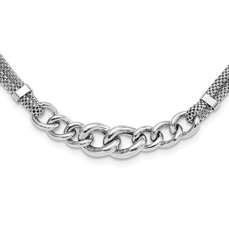 17 Zoll Sterlingsilber Rhodiniert Fantasie Kette mit 2 Zoll Verlängerung. 2-strand Halskette