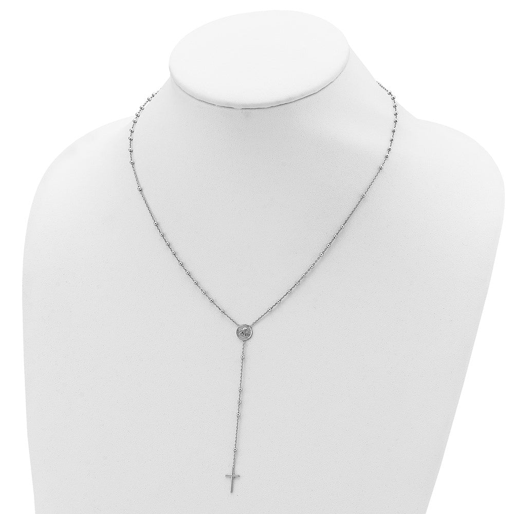 Sterlingsilber Rhodiniert Gekugelt Engel Rosenkranz Halskette