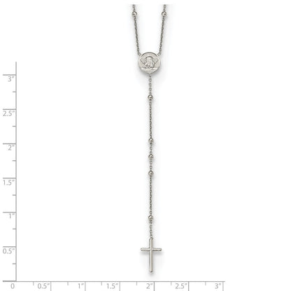 Sterlingsilber Rhodiniert Gekugelt Engel Rosenkranz Halskette