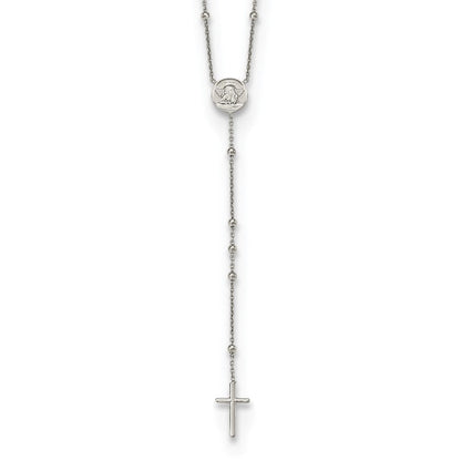 Sterlingsilber Rhodiniert Gekugelt Engel Rosenkranz Halskette
