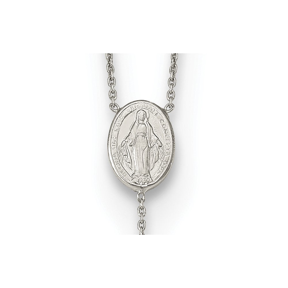 Sterlingsilber Rhodiniert Gekugelt Rosenkranz mit Roséfarben Roses Halskette