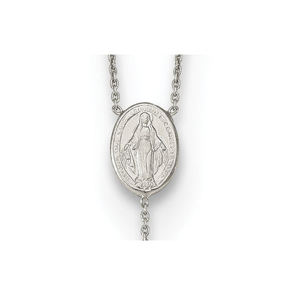 Sterlingsilber Rhodiniert Gekugelt Rosenkranz mit Roséfarben Roses Halskette