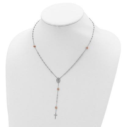 Sterlingsilber Rhodiniert Gekugelt Rosenkranz mit Roséfarben Roses Halskette