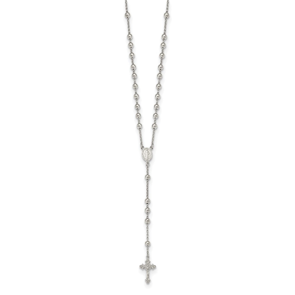 Sterlingsilber Rhodiniert Gekugelt Rosenkranz Halskette