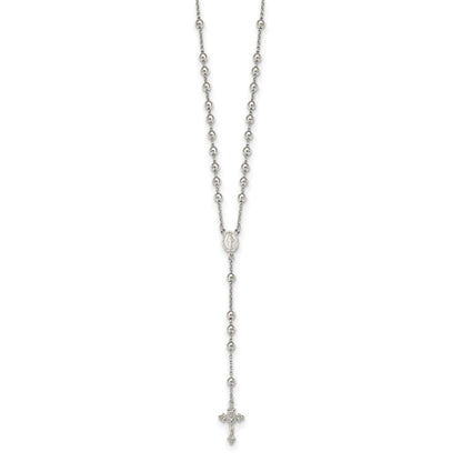 Sterlingsilber Rhodiniert Gekugelt Rosenkranz Halskette