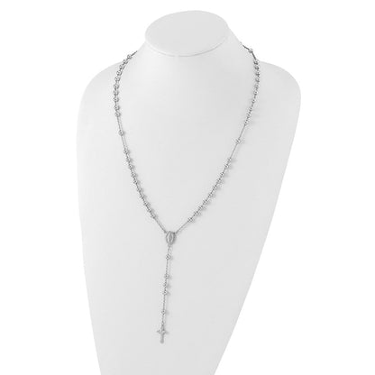 Sterlingsilber Rhodiniert Gekugelt Rosenkranz Halskette