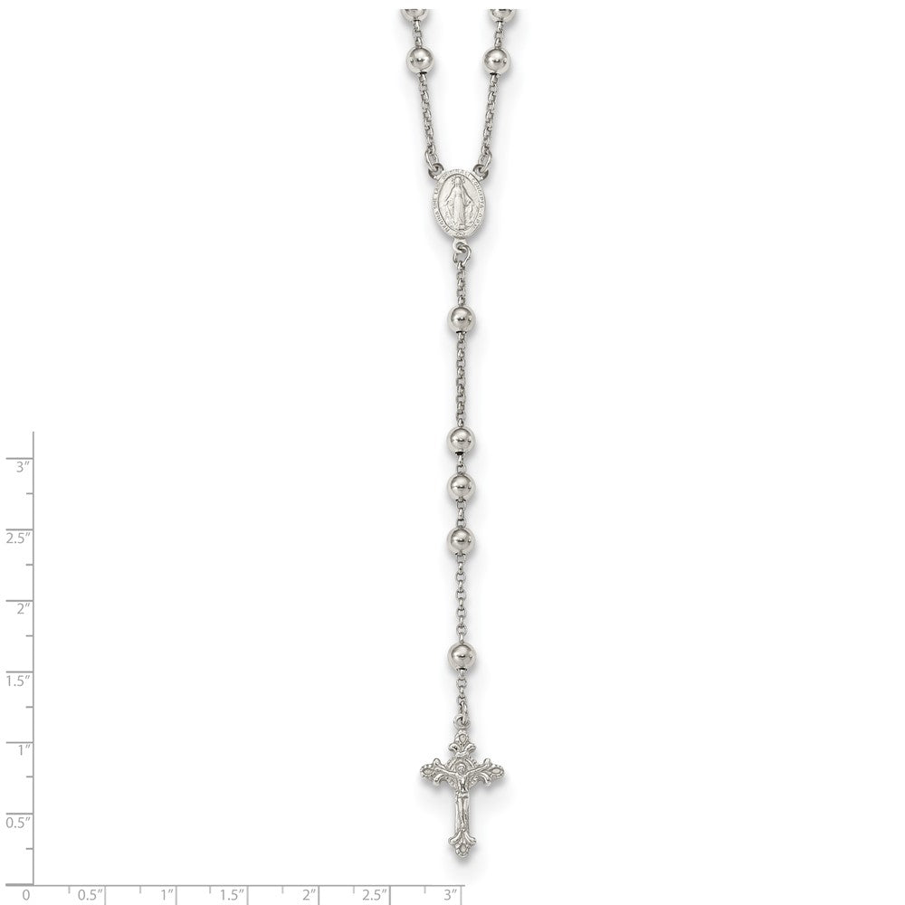 Sterlingsilber Rhodiniert Gekugelt Rosenkranz Halskette