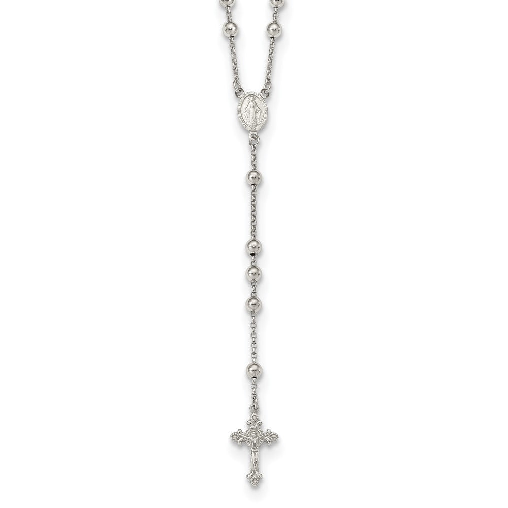 Sterlingsilber Rhodiniert Gekugelt Rosenkranz Halskette