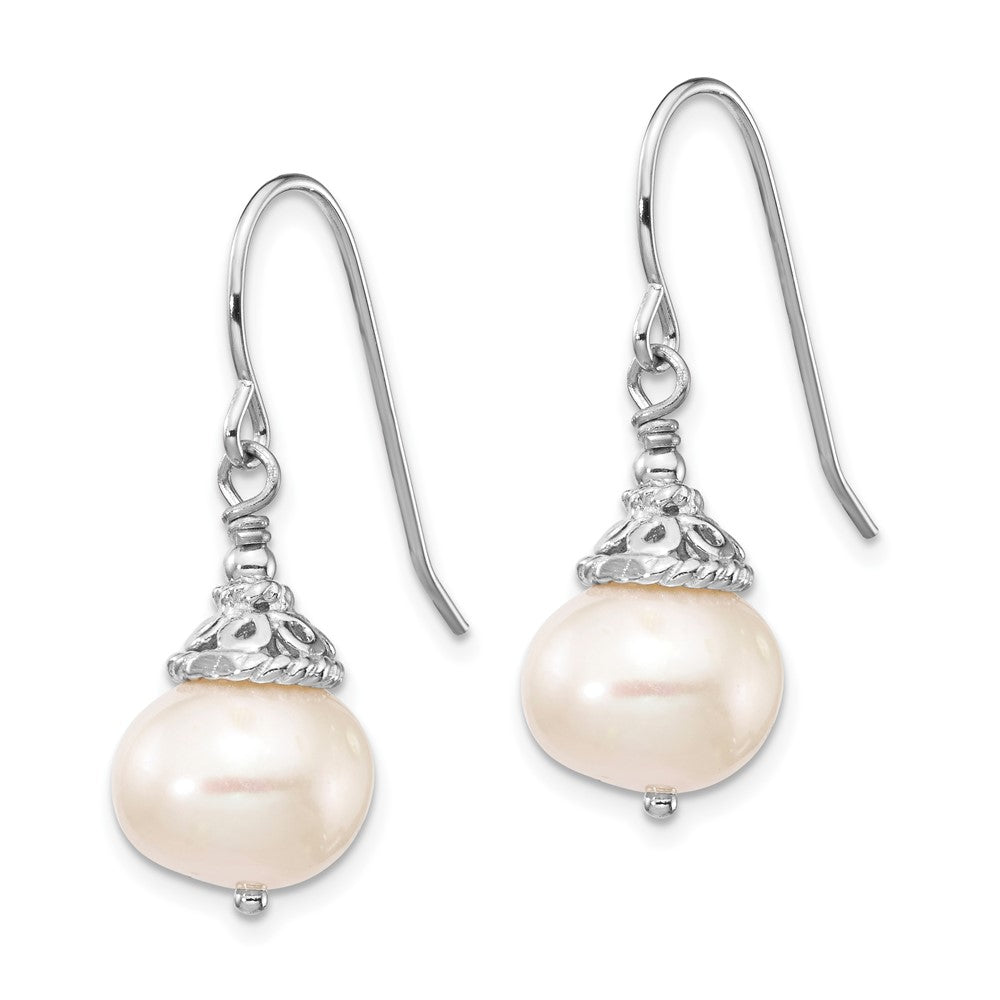Sterlingsilber Rhodiniert 9-10mm Fwc Perle Halskette/earrings Set