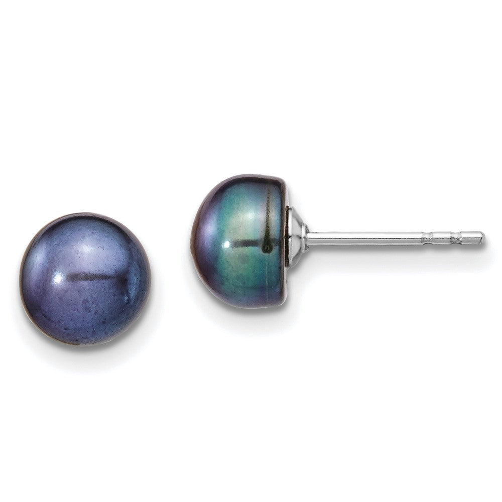 Sterlingsilber Rhodium-plate Fwc Schwarz Perle Halskette/earrings Set