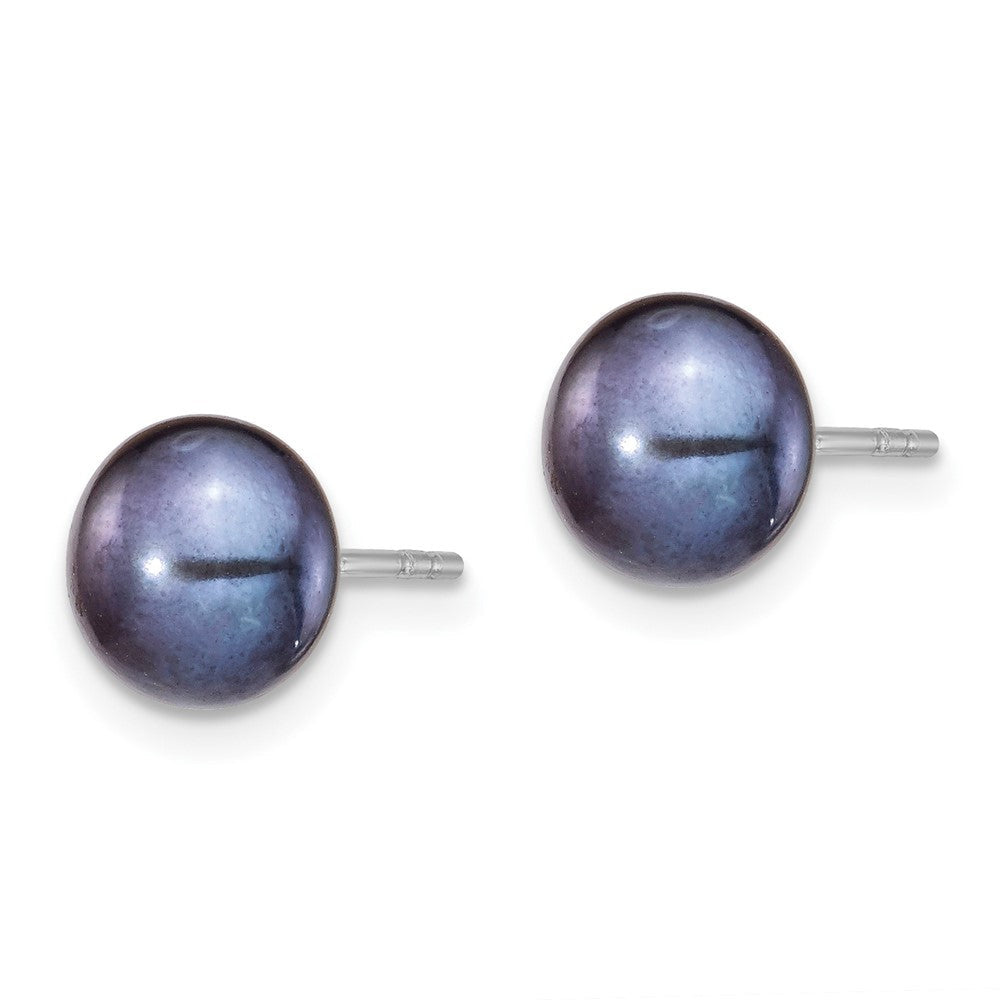 Sterlingsilber Rhodium-plate Fwc Schwarz Perle Halskette/earrings Set