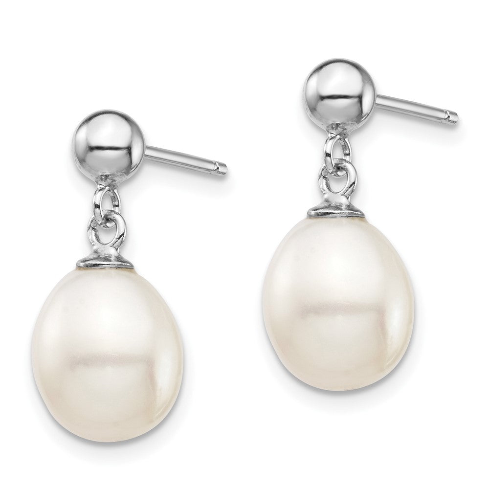 Sterlingsilber Rhodiniert 8-9mm Rice Fwc Perle Halskette/earrings Set