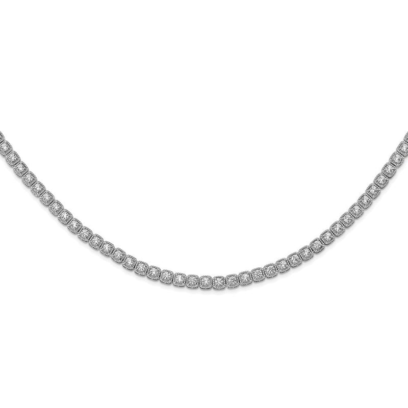 Sterlingsilber Schimmernd Rhodiniert 17 Zoll 80 Stein Zirkonia Riviera Halskette