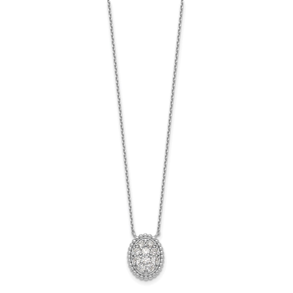Sterlingsilber Schimmernd Rhodiniert 18 Zoll 10 Stein Oval Zirkonia Halskette