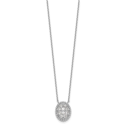 Sterlingsilber Schimmernd Rhodiniert 18 Zoll 10 Stein Oval Zirkonia Halskette