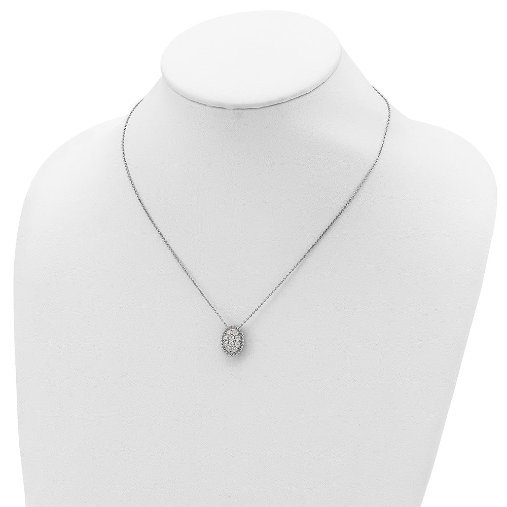 Sterlingsilber Schimmernd Rhodiniert 18 Zoll 10 Stein Oval Zirkonia Halskette