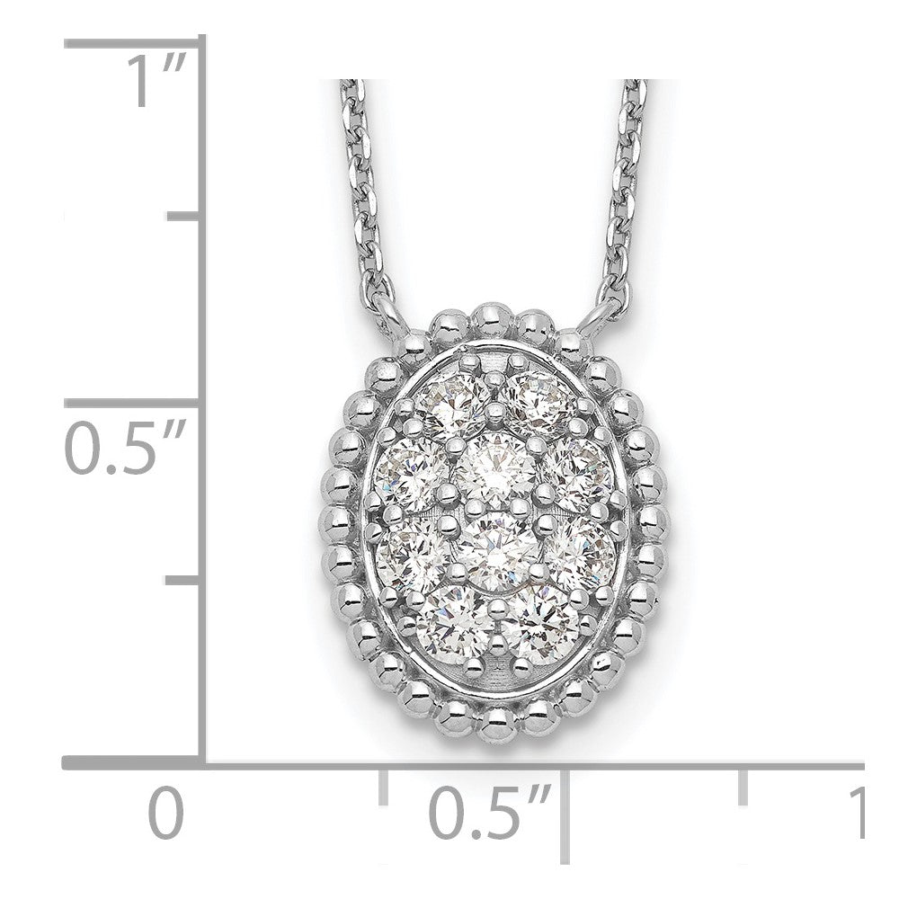 Sterlingsilber Schimmernd Rhodiniert 18 Zoll 10 Stein Oval Zirkonia Halskette
