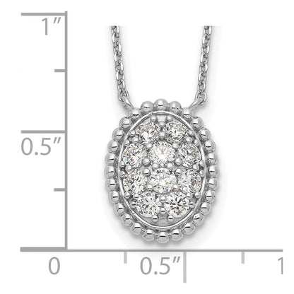 Sterlingsilber Schimmernd Rhodiniert 18 Zoll 10 Stein Oval Zirkonia Halskette