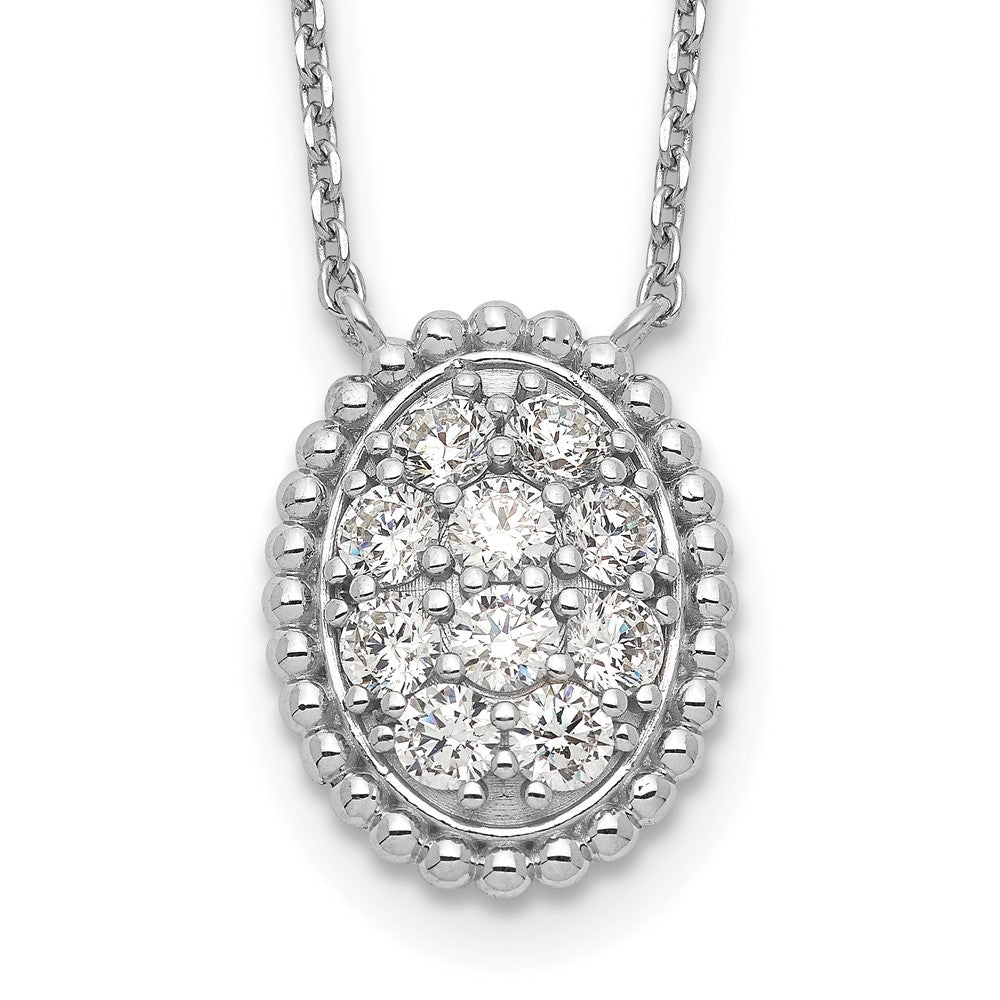 Sterlingsilber Schimmernd Rhodiniert 18 Zoll 10 Stein Oval Zirkonia Halskette