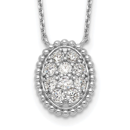 Sterlingsilber Schimmernd Rhodiniert 18 Zoll 10 Stein Oval Zirkonia Halskette