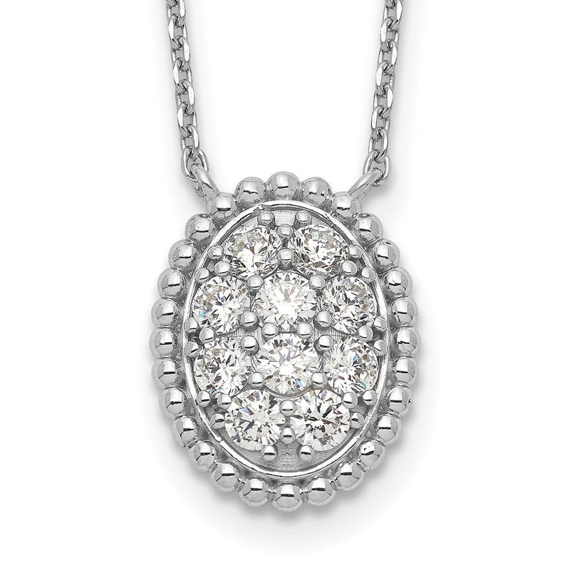 Sterlingsilber Schimmernd Rhodiniert 18 Zoll 10 Stein Oval Zirkonia Halskette