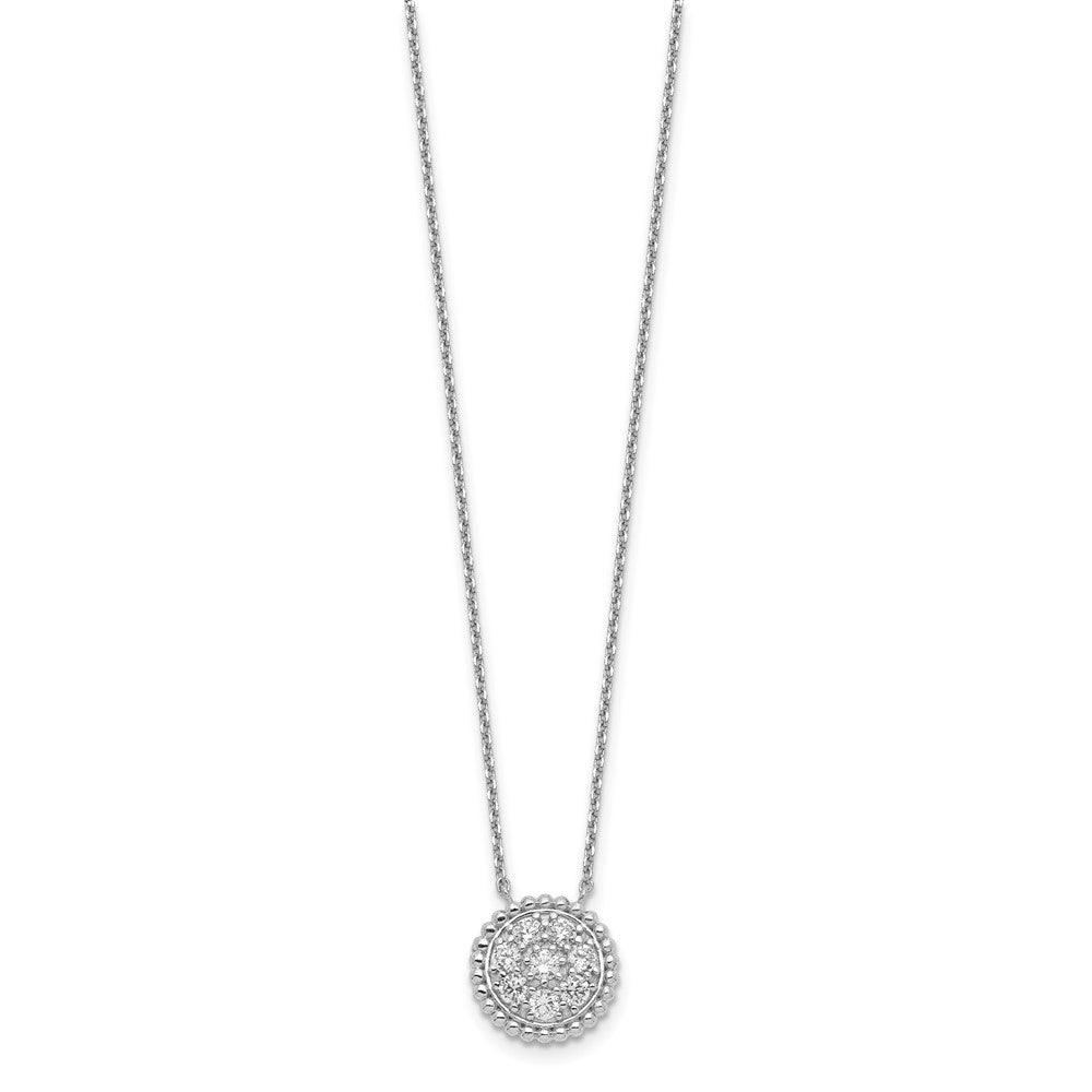 Sterlingsilber Schimmernd Rhodiniert 18 Zoll 8 Stein Zirkonia Rund Halskette