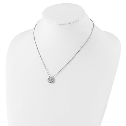 Sterlingsilber Schimmernd Rhodiniert 18 Zoll 8 Stein Zirkonia Rund Halskette