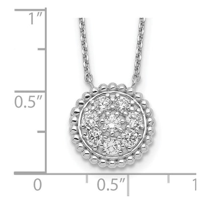 Sterlingsilber Schimmernd Rhodiniert 18 Zoll 8 Stein Zirkonia Rund Halskette