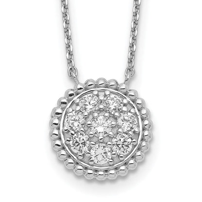 Sterlingsilber Schimmernd Rhodiniert 18 Zoll 8 Stein Zirkonia Rund Halskette