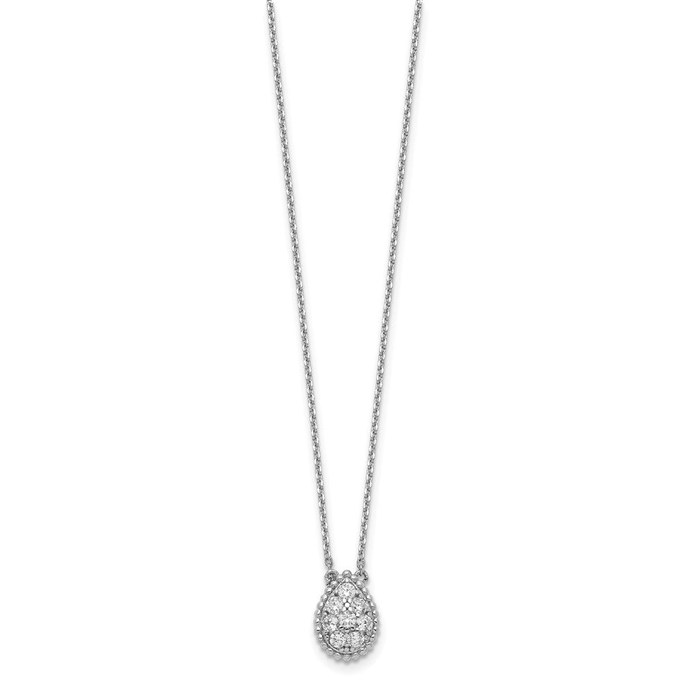 Sterlingsilber Schimmernd Rhodiniert 18 Zoll 8 Stein Tropfen Zirkonia Halskette