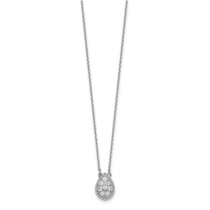 Sterlingsilber Schimmernd Rhodiniert 18 Zoll 8 Stein Tropfen Zirkonia Halskette
