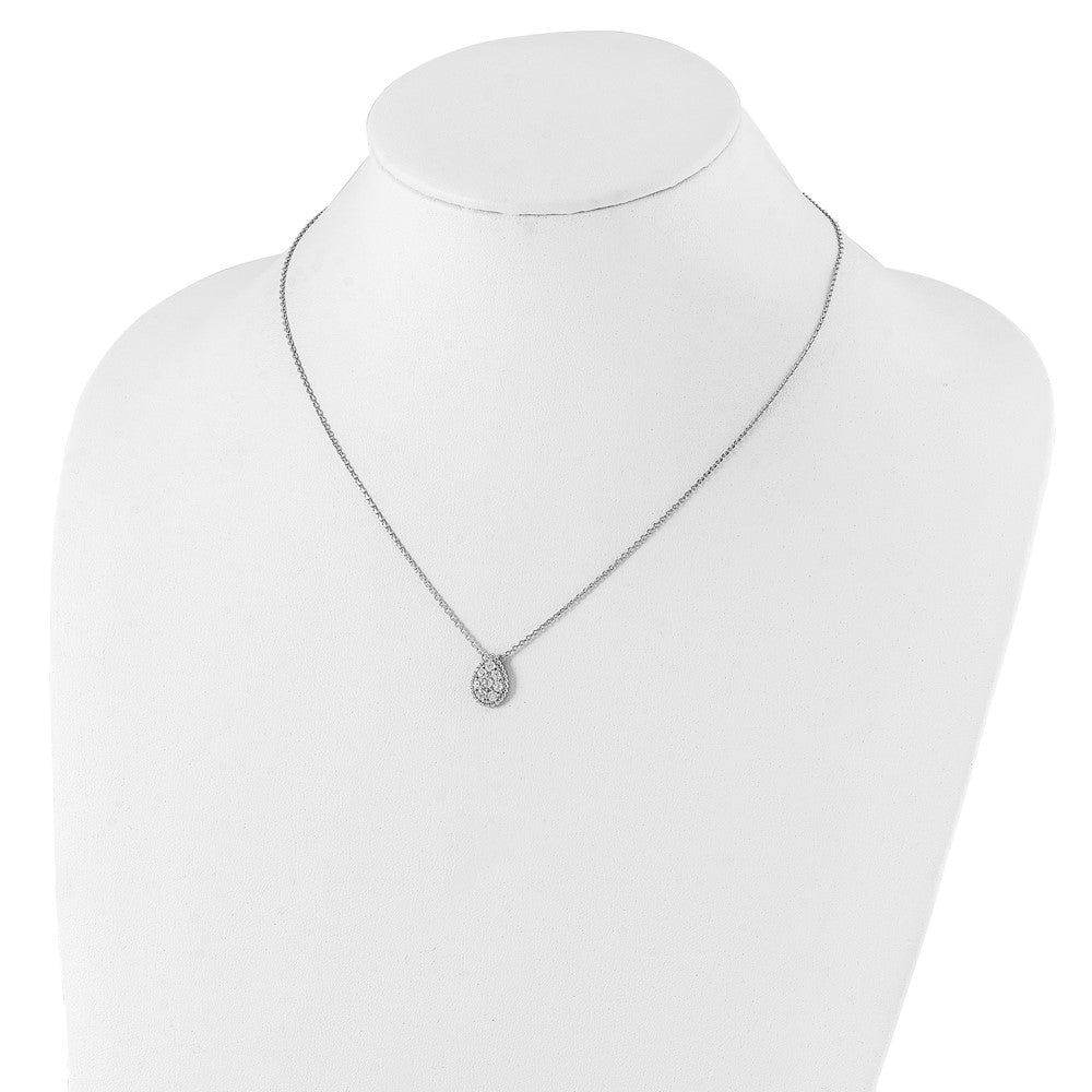 Sterlingsilber Schimmernd Rhodiniert 18 Zoll 8 Stein Tropfen Zirkonia Halskette