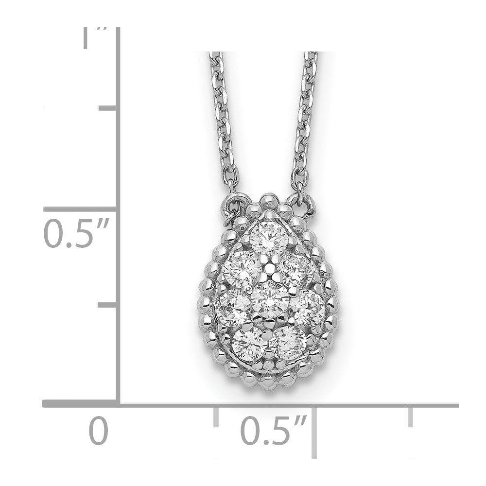 Sterlingsilber Schimmernd Rhodiniert 18 Zoll 8 Stein Tropfen Zirkonia Halskette