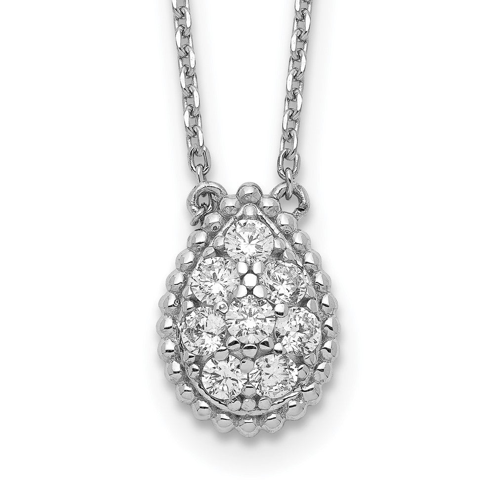 Sterlingsilber Schimmernd Rhodiniert 18 Zoll 8 Stein Tropfen Zirkonia Halskette