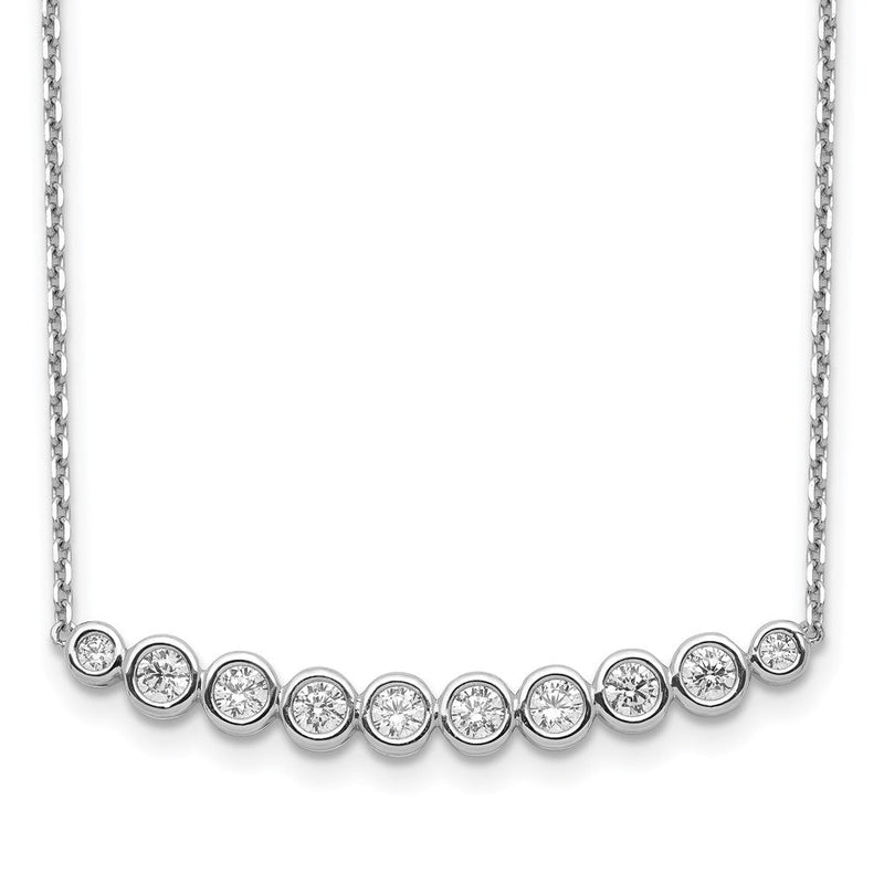 Sterlingsilber Schimmernd Rhodiniert 16 Zoll 10 Stein Zirkonia Stab Halskette mit 2 Verlängerung