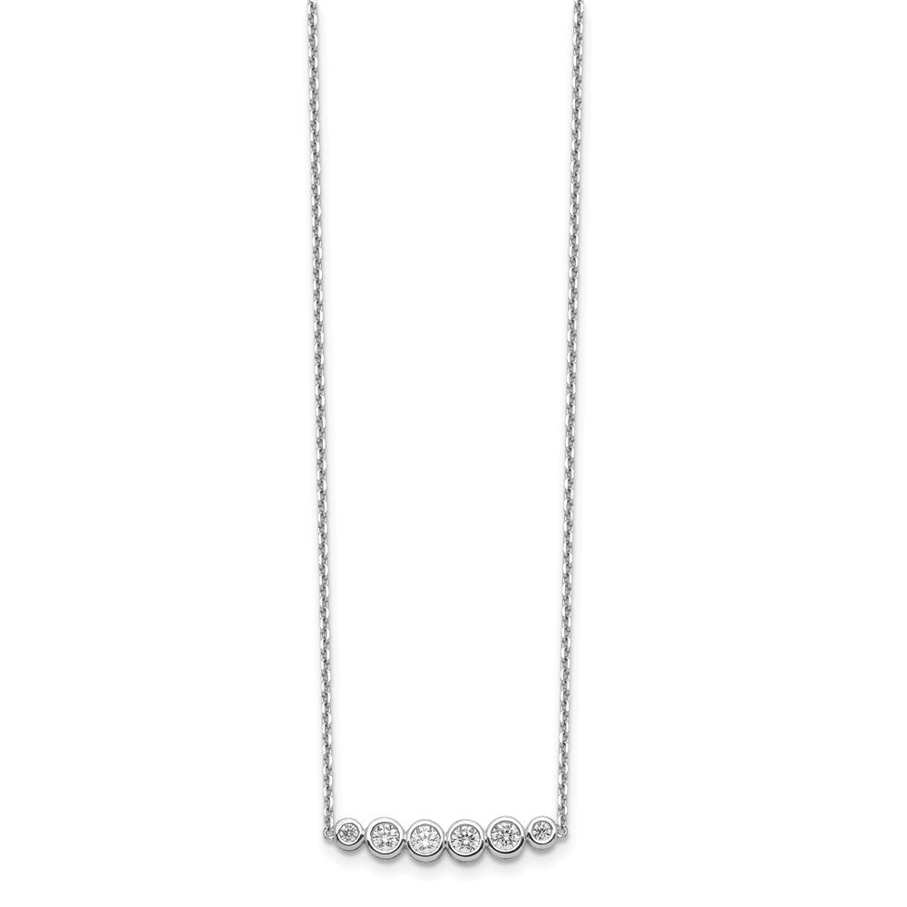 Sterlingsilber Schimmernd Rhodiniert 16 Zoll 6 Stein Zirkonia Stab Halskette mit 2 Verlängerung