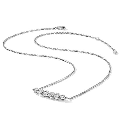 Sterlingsilber Schimmernd Rhodiniert 16 Zoll 6 Stein Zirkonia Stab Halskette mit 2 Verlängerung