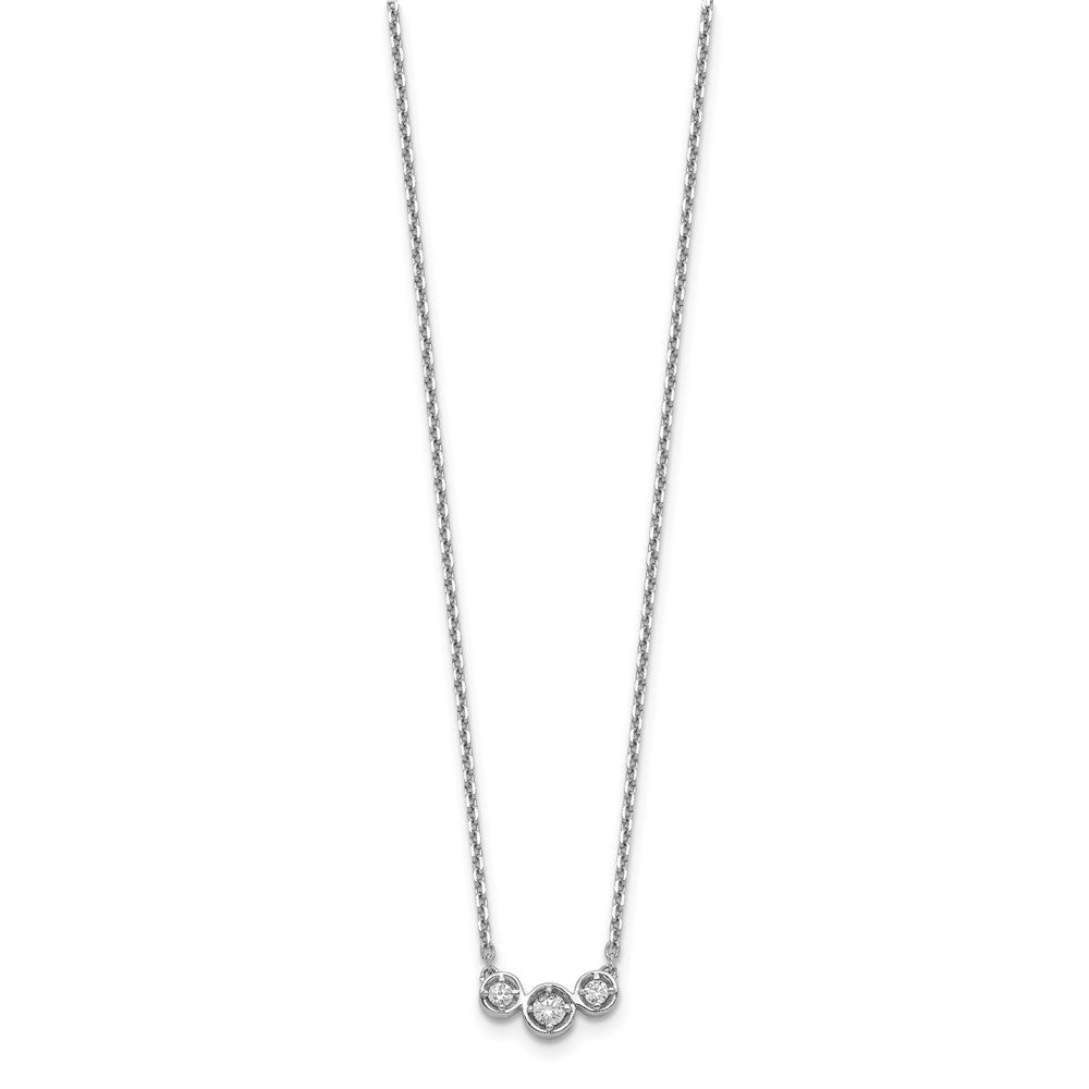 Sterlingsilber Schimmernd Rhodiniert 16 Zoll 3 Stein Zirkonia Halskette mit 2 Verlängerung