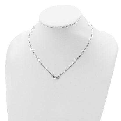 Sterlingsilber Schimmernd Rhodiniert 16 Zoll 3 Stein Zirkonia Halskette mit 2 Verlängerung