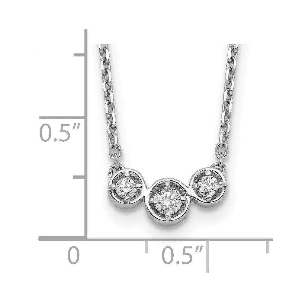 Sterlingsilber Schimmernd Rhodiniert 16 Zoll 3 Stein Zirkonia Halskette mit 2 Verlängerung