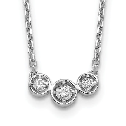 Sterlingsilber Schimmernd Rhodiniert 16 Zoll 3 Stein Zirkonia Halskette mit 2 Verlängerung