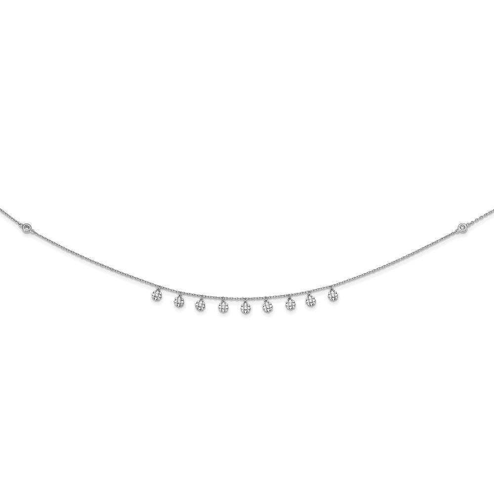 Sterlingsilber Schimmernd Rhodiniert 18 Zoll 48 Stein 11 Stern Stations Zirkonia Halskette