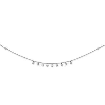 Sterlingsilber Schimmernd Rhodiniert 18 Zoll 48 Stein 11 Stern Stations Zirkonia Halskette