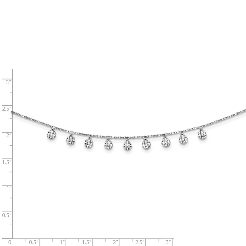 Sterlingsilber Schimmernd Rhodiniert 18 Zoll 48 Stein 11 Stern Stations Zirkonia Halskette