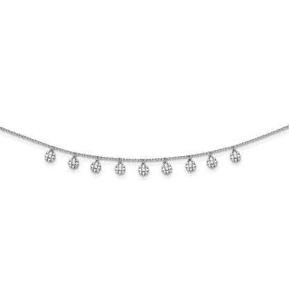 Sterlingsilber Schimmernd Rhodiniert 18 Zoll 48 Stein 11 Stern Stations Zirkonia Halskette