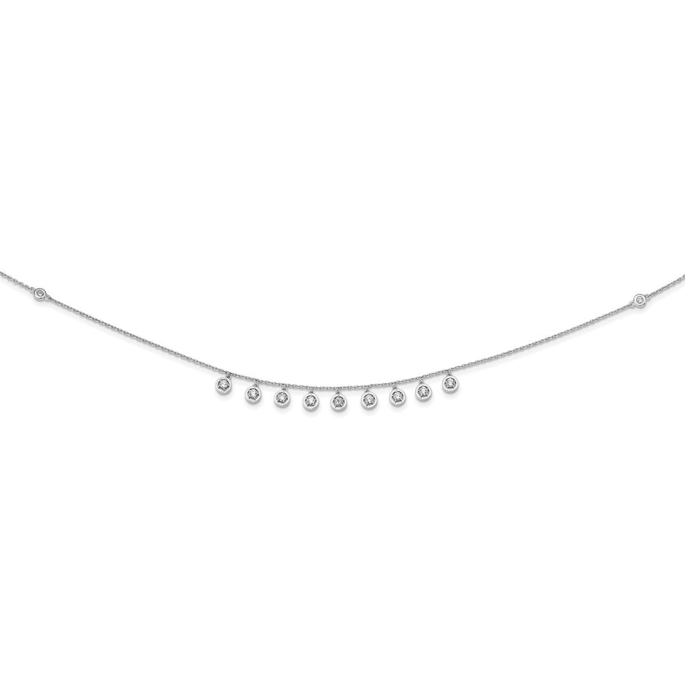 Sterlingsilber Schimmernd Rhodiniert 18 Zoll 11 Stein Station Zirkonia Halskette