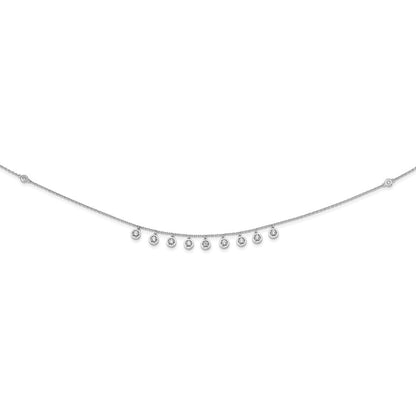 Sterlingsilber Schimmernd Rhodiniert 18 Zoll 11 Stein Station Zirkonia Halskette