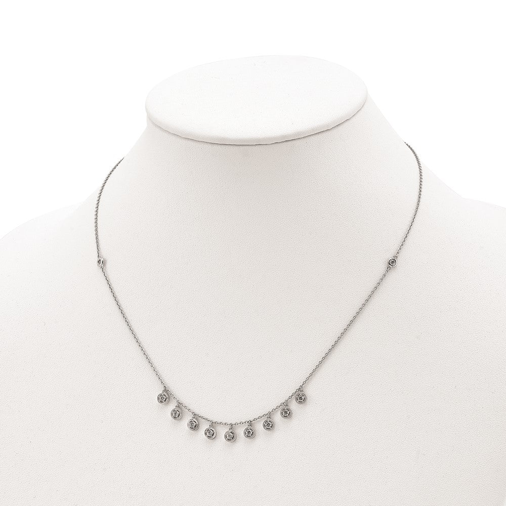 Sterlingsilber Schimmernd Rhodiniert 18 Zoll 11 Stein Station Zirkonia Halskette