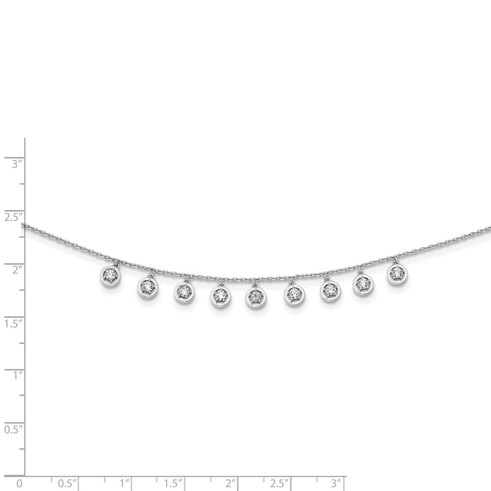 Sterlingsilber Schimmernd Rhodiniert 18 Zoll 11 Stein Station Zirkonia Halskette