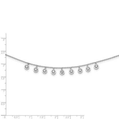 Sterlingsilber Schimmernd Rhodiniert 18 Zoll 11 Stein Station Zirkonia Halskette